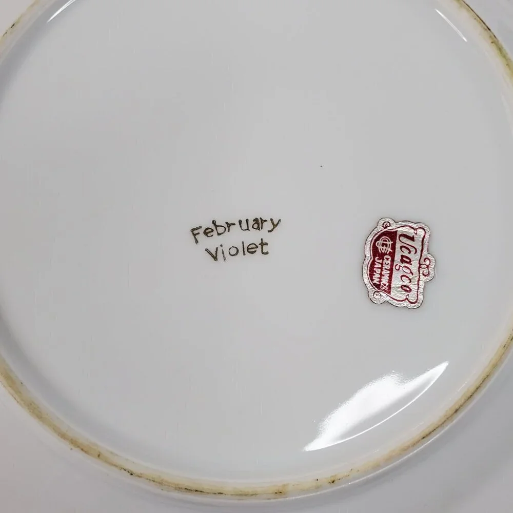 Ucagco Japan February Violet Flower Lusterware Plate 7.5